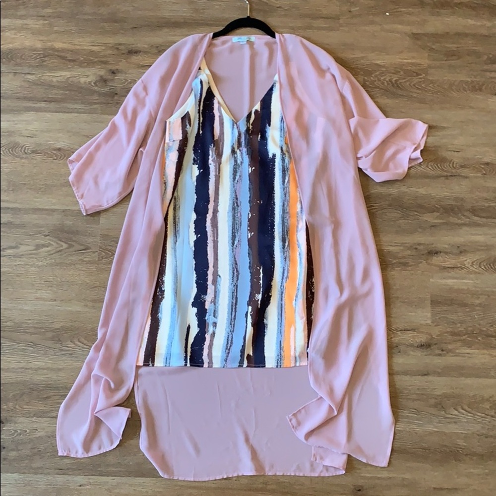 Dress with sheer cardigan